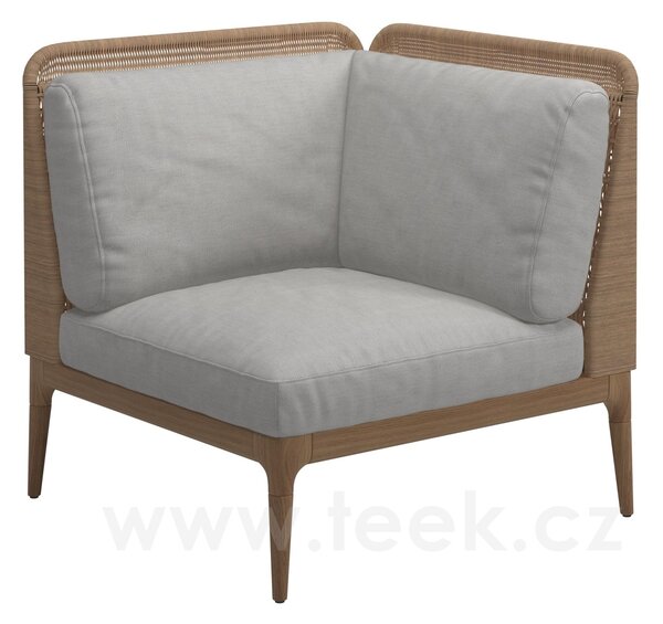 Gloster Rohový/ukončovací levostranný díl s nízkými zády Lima, Gloster, 81x81x78 cm, rám teak, výplet umělý ratan barva wheat, sedáky kat. B barva dle vzorníku