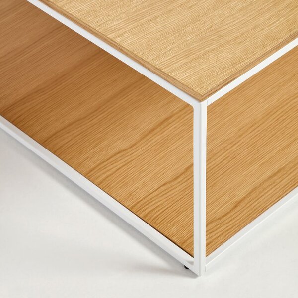 Dubový konferenční stolek Kave Home Yoana 80 x 80 cm s bílou podnoží