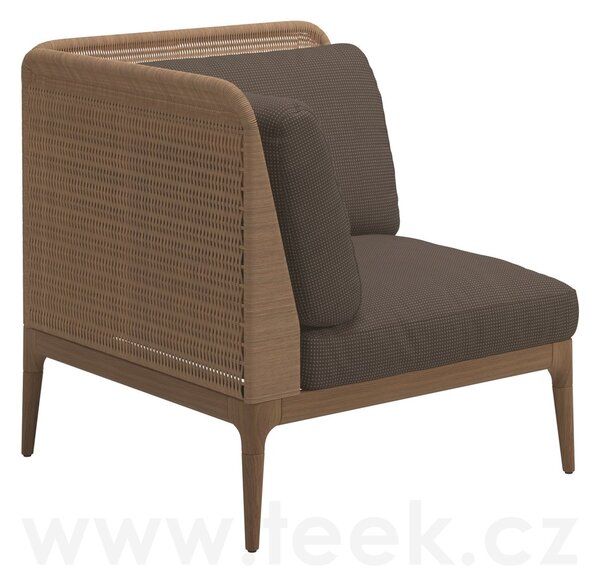 Gloster Rohový/ukončovací levostranný díl s nízkými zády Lima, Gloster, 81x81x78 cm, rám teak, výplet umělý ratan barva wheat, sedáky kat. B barva dle vzorníku