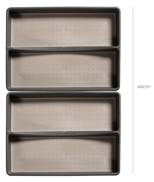 Kesper Organizér do šuplíku, šedý, protiskluzový, s přepážkou GREY 33 x 23 cm