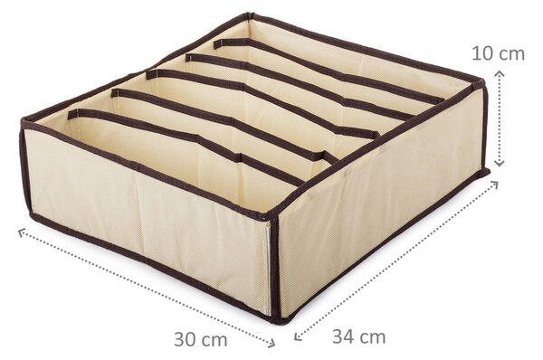 VERK GROUP Organizér na spodní prádlo, podprsenky, čepice, KIPIT, 6 přihrádek, béžový 34 x 30 x 10 cm