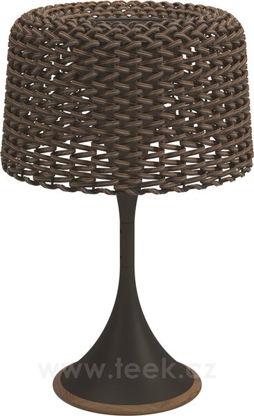 Gloster Venkovní lampa solární/LED samostojná nízká Ambient Mesh, Gloster, 41x65 cm, lakovaný rám hliník barva meteor, výplet umělý ratan hnědobéžový (carob), vč. dálkového ovládání