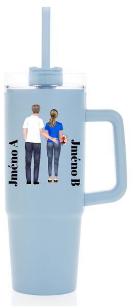 Personalizovaná termoska s průhledným víčkem s párem
