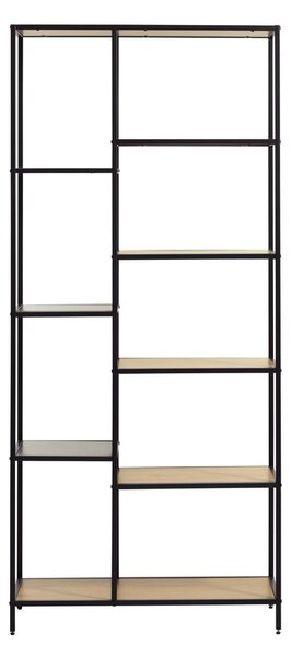 Černá/v přírodní barvě knihovna v dekoru dubu 80x180x35 cm Altino – Unique Furniture
