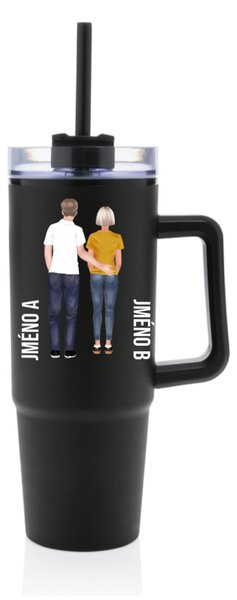 Personalizovaná termoska s průhledným víčkem s párem