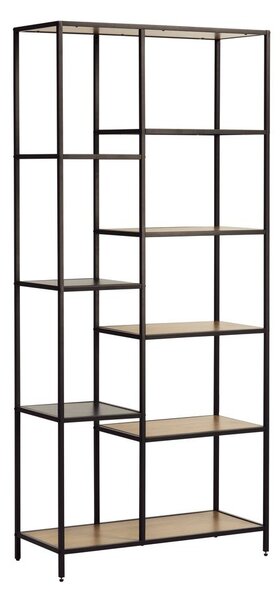Černá/v přírodní barvě knihovna v dekoru dubu 80x180x35 cm Altino – Unique Furniture