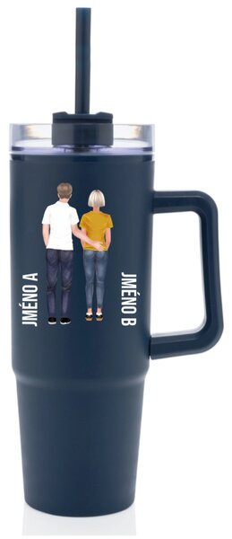 Personalizovaná termoska s průhledným víčkem s párem