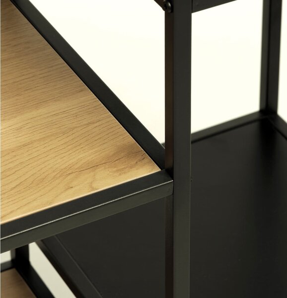 Černá/v přírodní barvě knihovna v dekoru dubu 80x180x35 cm Altino – Unique Furniture