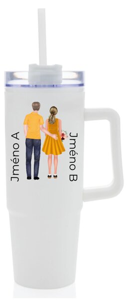 Personalizovaná termoska s průhledným víčkem s párem
