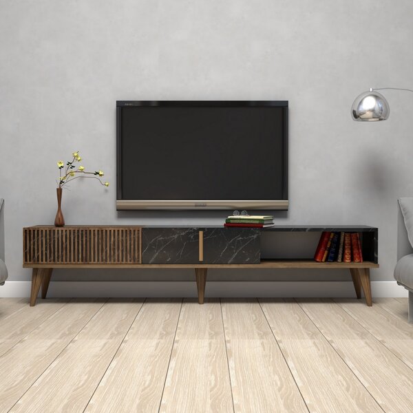 Hanah Home TV stolek Milan 180 cm ořech/černý mramor