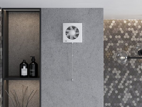 Mexen EXS, koupelnový ventilátor s lanovým spínačem, průměr 120mm, bílá, W9604-125K-00