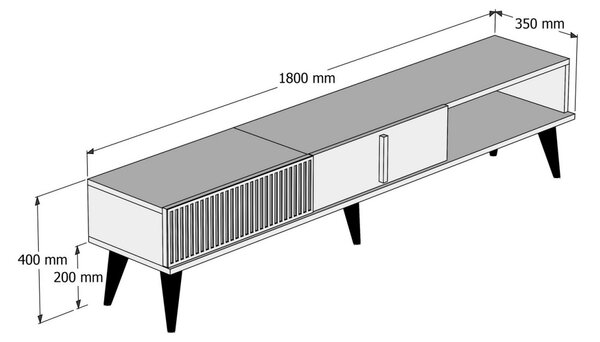 Hanah Home TV stolek Milan 180 cm ořech/černý mramor
