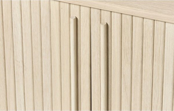 Komoda v dekoru dubu s posuvnými dveřmi v přírodní barvě 140x76x45 cm Meta – Unique Furniture