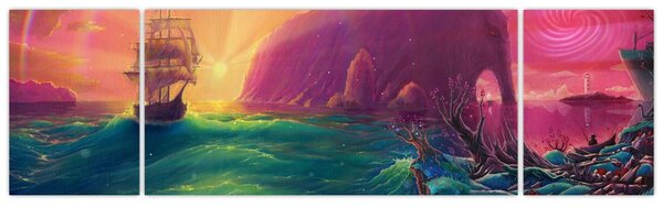 Obraz - Olejomalba, Plavba do fantastické říše (170x50 cm)