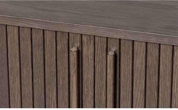 Hnědá komoda v dekoru dubu s posuvnými dveřmi 140x76x45 cm Meta – Unique Furniture