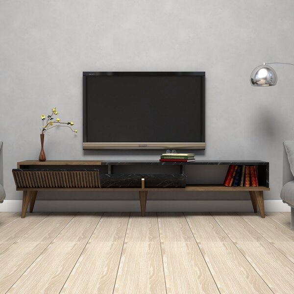 Hanah Home TV stolek Milan 180 cm ořech/černý mramor