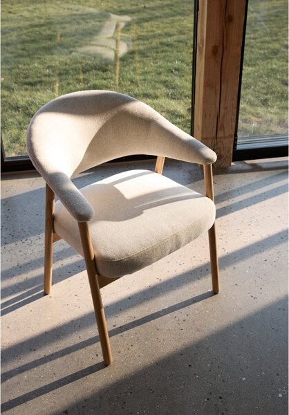 Krémová jídelní křesla v sadě 2 ks s područkami z dubového dřeva Elk – Unique Furniture