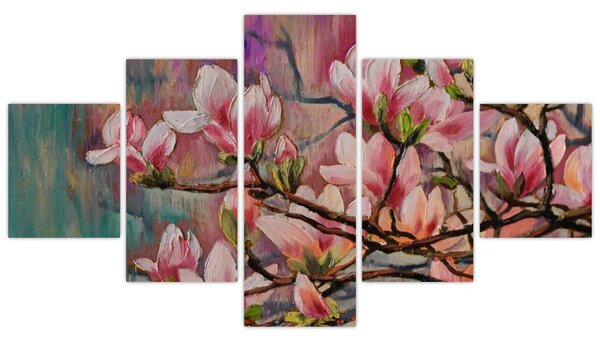 Obraz - Olejomalba, Rozkvetlá sakura (125x70 cm)