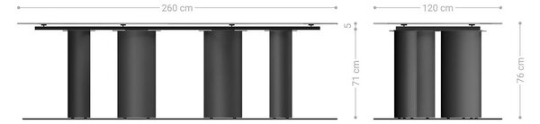 DELIFE Jídelní stůl Edge Boot 260×120 cm keramika Minas Melange bílá béžová pilíř kov černá
