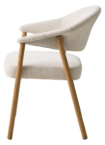 Krémová jídelní křesla v sadě 2 ks s područkami z dubového dřeva Elk – Unique Furniture