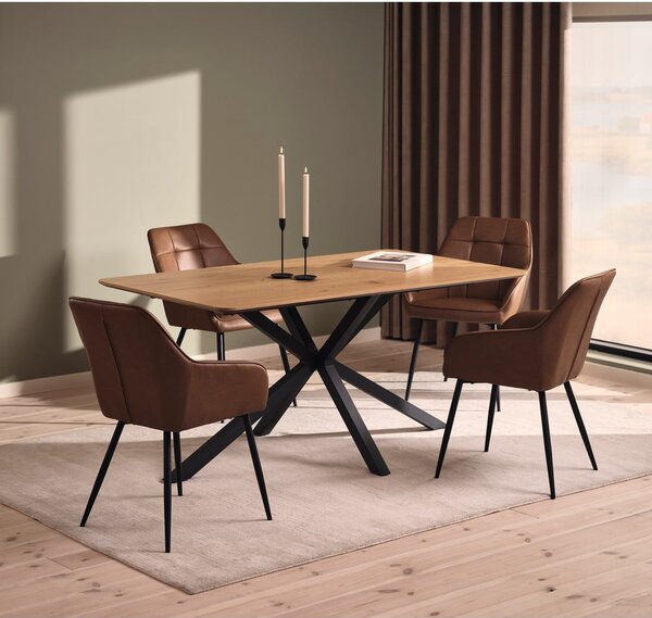 Hnědá čalouněná jídelní křesla v sadě 2 ks s područkami Nolan Square – Unique Furniture