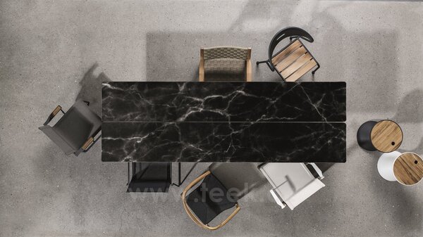 Gloster Jídelní stůl Split, Gloster, obdélníkový 280x92x73 cm, rám hliník barva meteor, deska keramika dekor Nero
