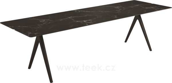 Gloster Jídelní stůl Split, Gloster, obdélníkový 280x92x73 cm, rám hliník barva meteor, deska keramika dekor Nero