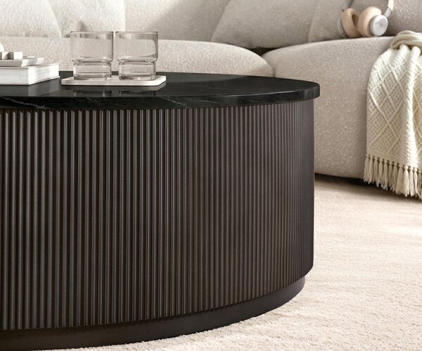 DELIFE Konferenční stolek Fiorano 90×90 cm mramor černá stříbrná kov Black Antique