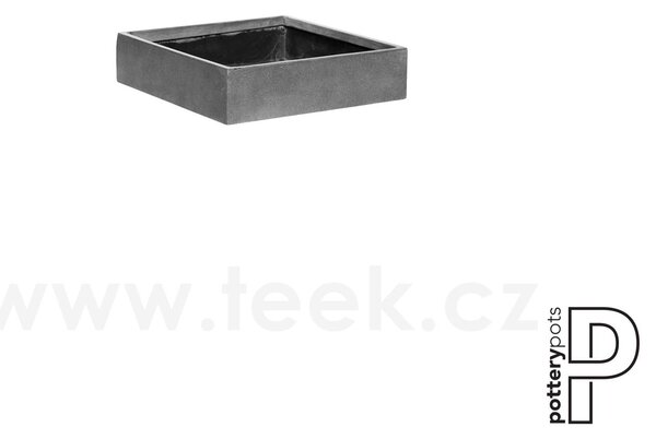 Pottery Pots Venkovní květináč čtvercový Jack XS, Grey (barva šedá), kolekce Natural, kompozit Fiberstone, d 30 cm x š 30 cm x v 9 cm, objem cca 6 l