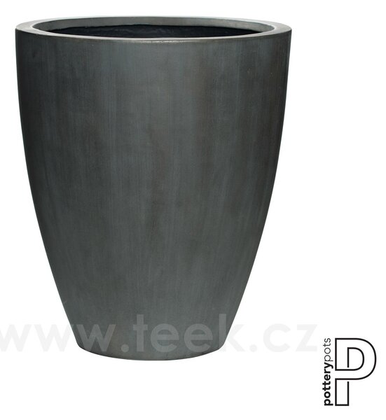 Pottery Pots Venkovní květináč kulatý Ben L, Charcoal cement (barva tmavě šedá), kolekce Cement, materiál Ficonstone, průměr 46,5 cm x v 55 cm, objem cca 71 l