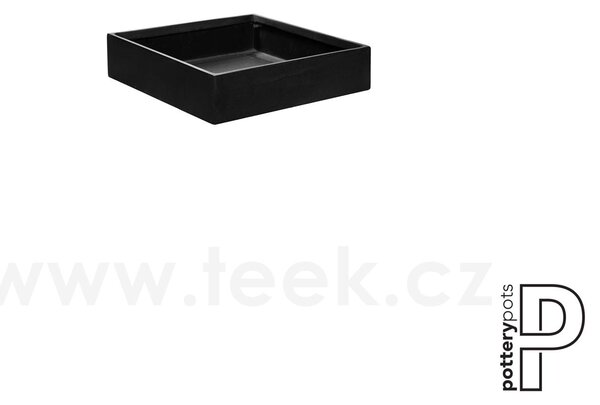 Pottery Pots Venkovní květináč čtvercový Jack XS, Black (barva černá), kolekce Natural, kompozit Fiberstone, d 30 cm x š 30 cm x v 9 cm, objem cca 6 l