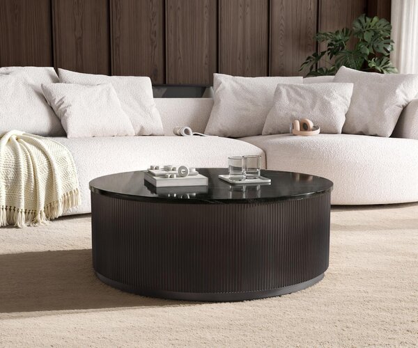 DELIFE Konferenční stolek Fiorano 90×90 cm mramor černá stříbrná kov Black Antique