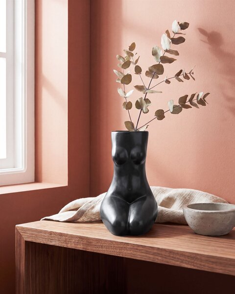Váza na květiny PYRGOS 22 cm Keramika Černá