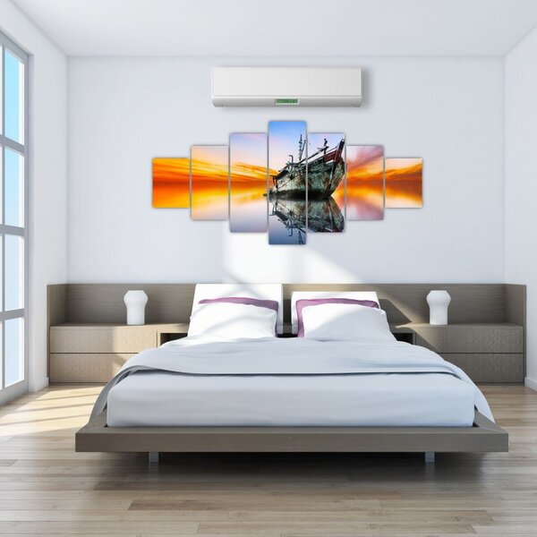 Obraz - Svítání nad vrakem lodi (210x100 cm)