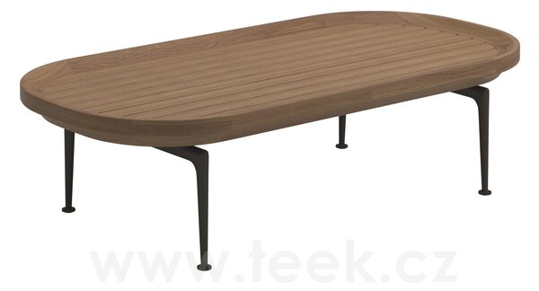 Gloster Konferenční stolek Mistral, Gloster, oválný 120x60,5x33 cm, rám hliník barva meteor, deska teak