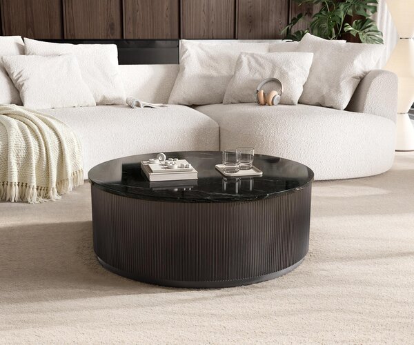 DELIFE Konferenční stolek Fiorano 90×90 cm mramor černá stříbrná kov Black Antique
