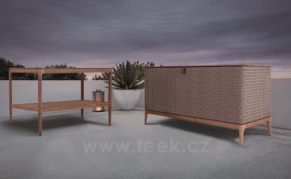 Gloster Teakový konzolový/servírovací stůl Lima, Gloster, obdélníkový 165x65x93,5 cm, rám teak, výplet umělý ratan barva wheat
