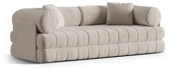 Béžová sametová rozkládací pohovka 206 cm Kemi – Cosmopolitan Design