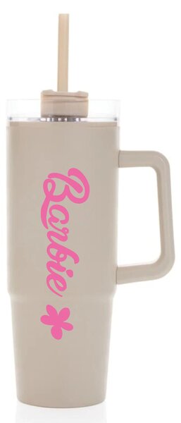 BARBIE - béžový cestovní hrnek s průhledným víčkem 900 ml