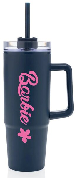 BARBIE - tmavě modrý cestovní hrnek s průhledným víčkem 900 ml