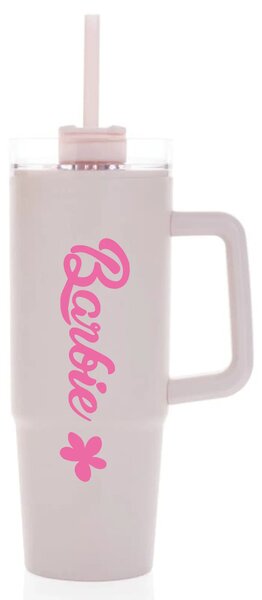BARBIE - světle růžový cestovní hrnek s průhledným víčkem 900 ml