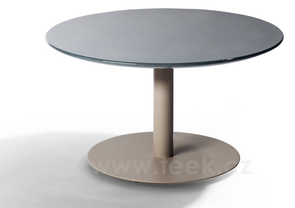 Tribu Konferenční stolek T-Table, Tribu, kulatý 90x35 cm, rám lakovaná nerez barva white, deska keramika dekor sabbia