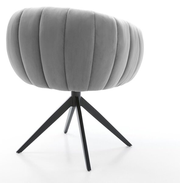 DELIFE Jídelní židle Jada-Flex samet šedá křížová podnož široká černá 360° otočná houpací funkce taštičkové pružiny