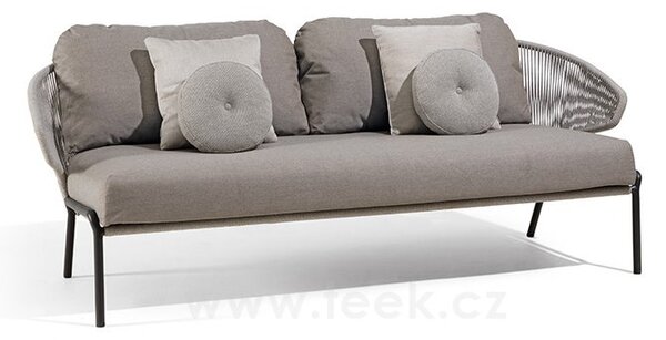 Manutti 2,5-místná pohovka Radoc, Manutti, 195x80x72 cm, nerezová ocel šedobéžová flint, výplet lanko pepper, bez sedáků