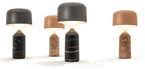 Gloster Venkovní lampička stolní solární/LED Ambient Pebble, Gloster, 16x30 cm, noha kámen mramorovaná černá (carbon), stínidlo lakovaný hliník barva meteor, vč. dálkového ovládání
