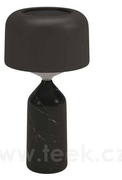 Gloster Venkovní lampička stolní solární/LED Ambient Pebble, Gloster, 16x30 cm, noha kámen mramorovaná černá (carbon), stínidlo lakovaný hliník barva meteor, vč. dálkového ovládání