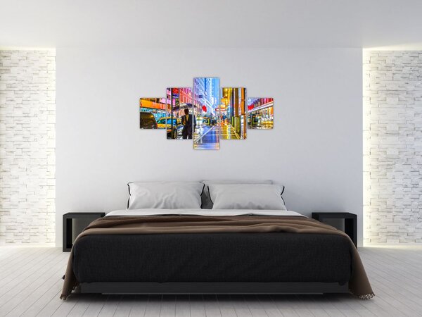 Obraz - Město v neonové záři (125x70 cm)
