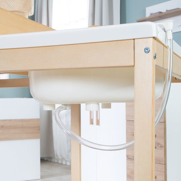 Přebalovací pult v dekoru břízy v bílo-přírodní barvě Baby Pool – Roba