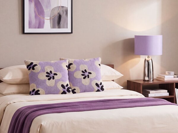 Sada 2 dekorativních polštářů SOAPWORT 45 x 45 cm Bavlna Purpurová