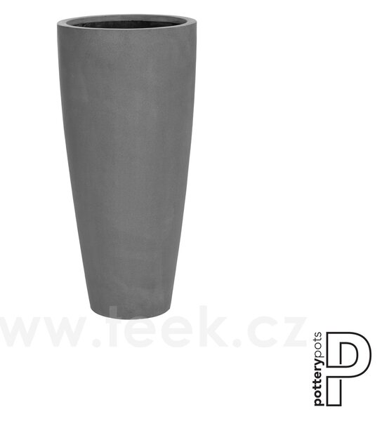 Pottery Pots Venkovní květináč kulatý Dax L, Grey (barva šedá), kolekce Natural, kompozit Fiberstone, průměr 37 cm x v 80 cm, objem cca 64 l